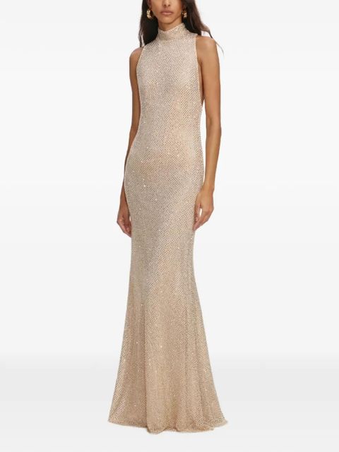 Self-Portrait crystal embellished maxi dress - Neutrals - zdjęcie produktu nr 2