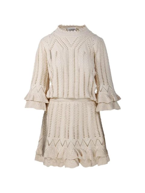 MARANT ÉTOILE Norma ruffled knitted mini dress - Neutrals - zdjęcie produktu nr 1