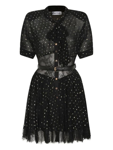 Self-Portrait lace belted midi dress - Black - zdjęcie produktu nr 1