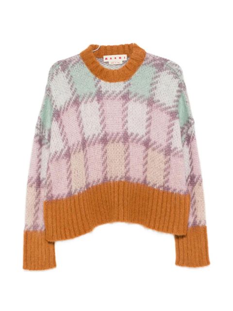 Marni checked long-sleeve sweater - Pink - zdjęcie produktu nr 1