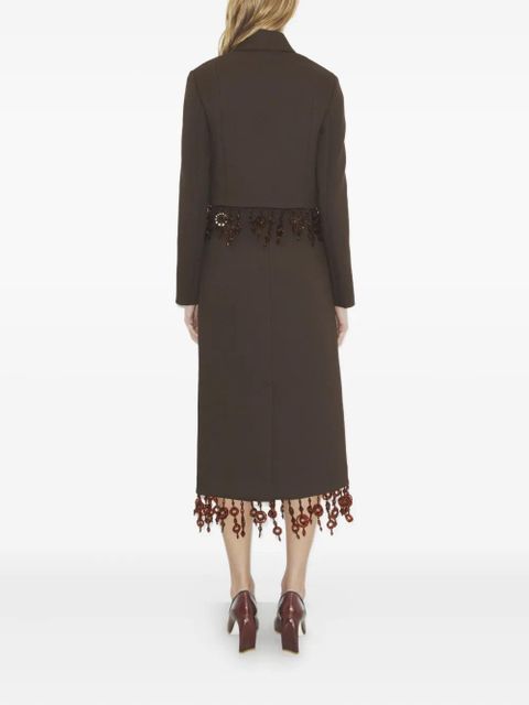 Tory Burch embellished crepe midi skirt - Brown
