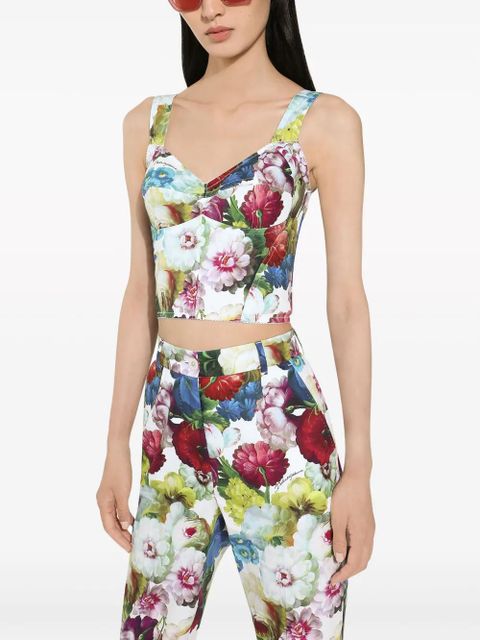 Dolce & Gabbana floral-print corset top - White