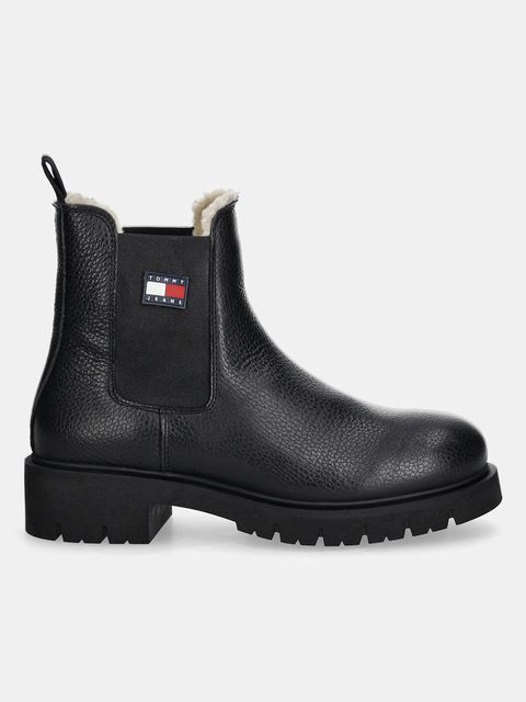 Tommy Jeans sztyblety skórzane TJW CHELSEA BOOT WL damskie kolor czarny na platformie ocieplone EN0EN02826 - zdjęcie produktu nr 2