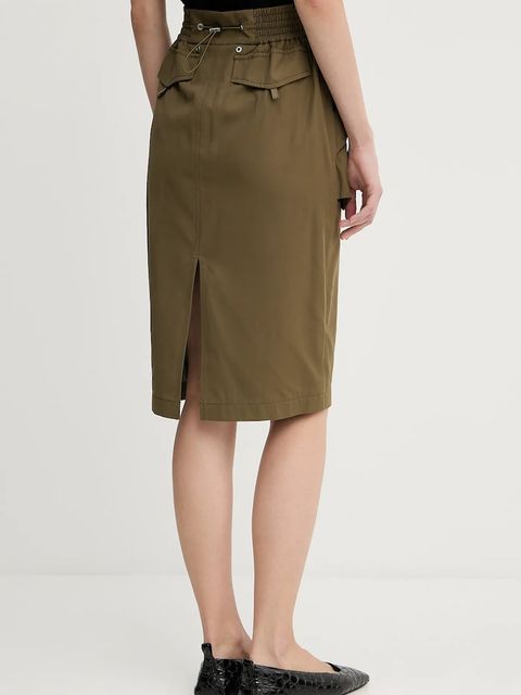 Pinko spódnica bawełniana kolor zielony midi prosta 104703 A2ER