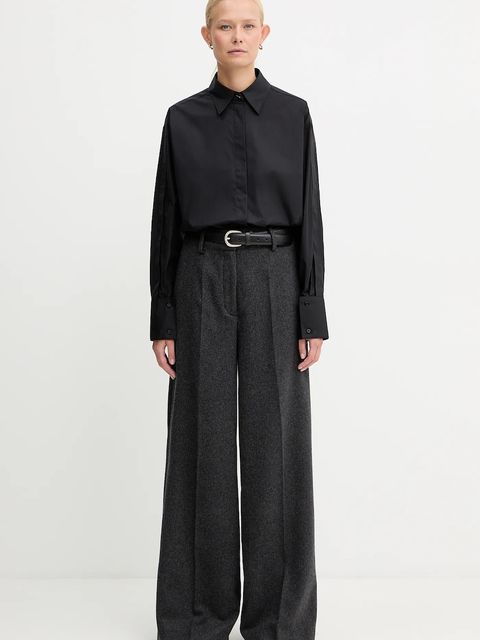 BOSS koszula bawełniana damska kolor czarny relaxed z kołnierzykiem klasycznym 50548455