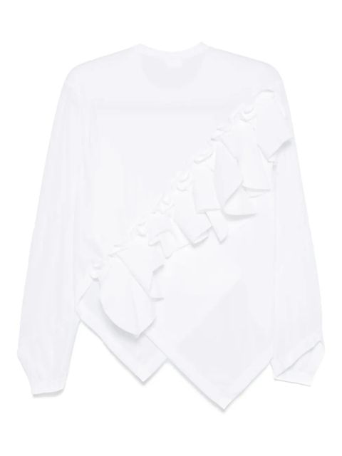 Comme Des Garçons ruffle-trim asymmetric top - White - zdjęcie produktu nr 2
