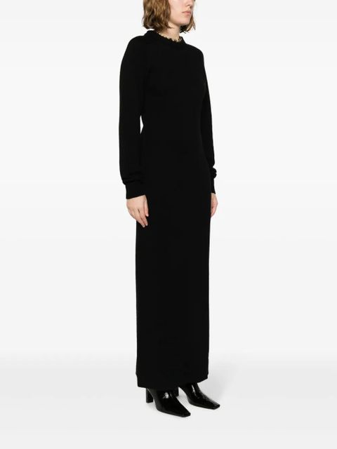 Rabanne knitted long-sleeve long dress - Black