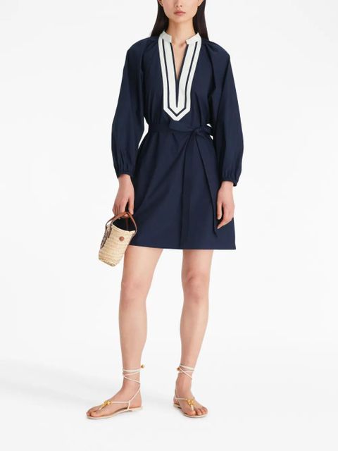 Tory Burch balloon-sleeve cotton tunic dress - Blue