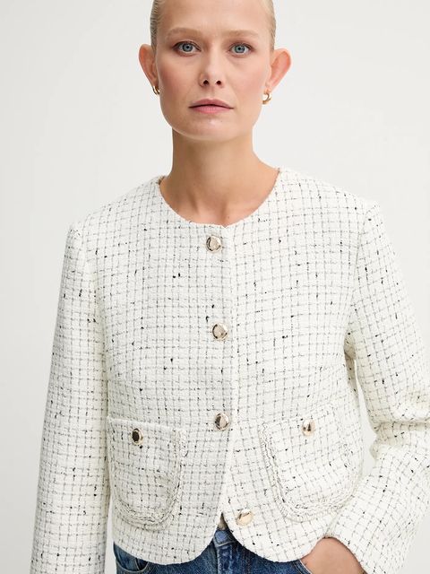 Morgan marynarka kolor biały jednorzędowa wzorzysta VGABY