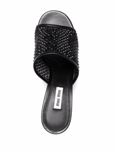 Miu Miu crystal-embellished leather sandals - Black