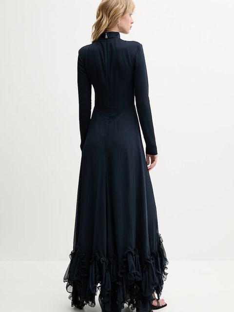 Rotate sukienka kolor granatowy maxi rozkloszowana 1139772318