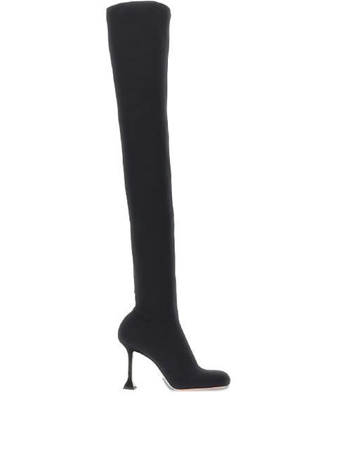 Amina Muaddi 95mm stretch thigh-high boots - Black