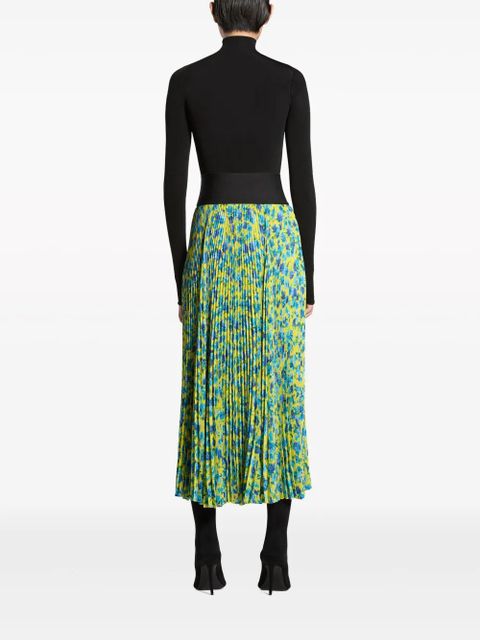 Balenciaga floral-print pleated midi skirt - Blue