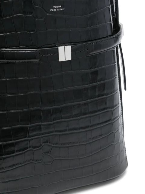 TOTEME croc-embossed belted bucket bag - Black