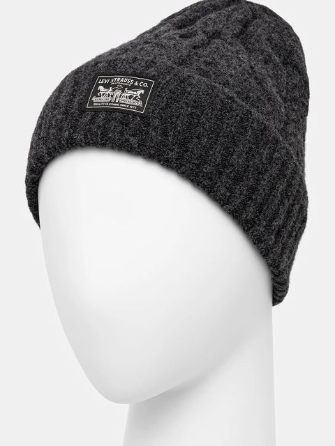 Levi's czapka z domieszką wełny kolor czarny 004D4 - zdjęcie produktu nr 2