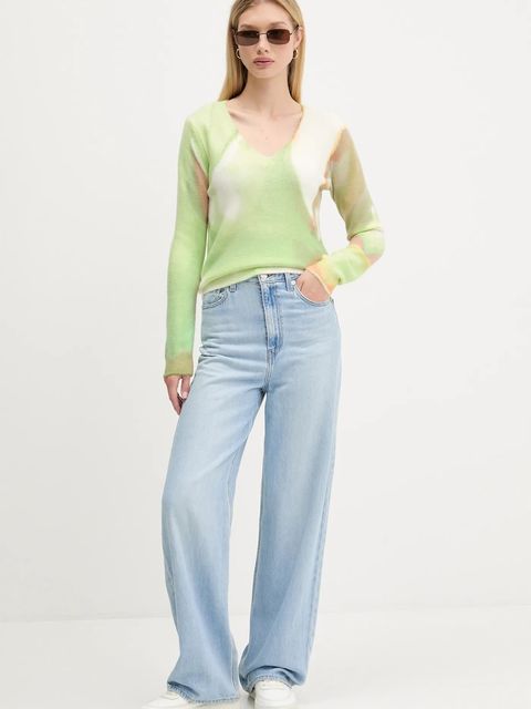 Desigual sweter OULU damski kolor turkusowy 25WWJF13