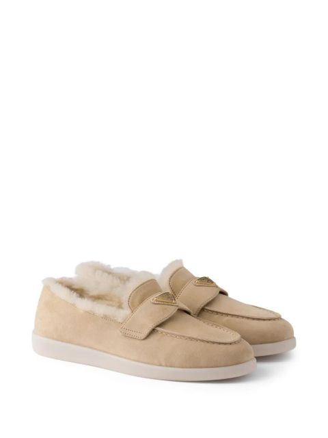 Prada suede shearling loafers - Neutrals - zdjęcie produktu nr 2