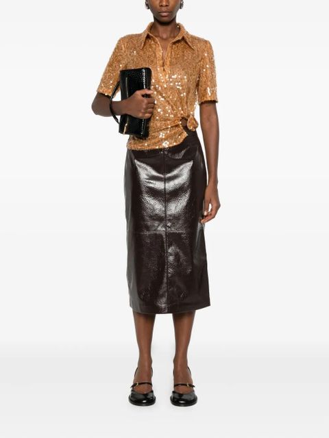 Christopher Esber sequin-embellished polo top - Brown