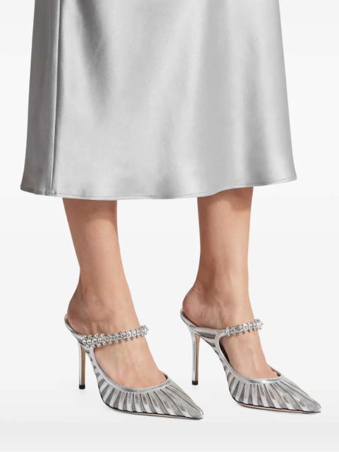 Jimmy Choo 100mm Bing crystal-embellished mules - Silver