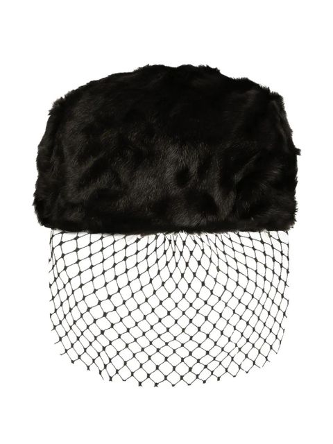 Dolce & Gabbana flat cap with veil - Black