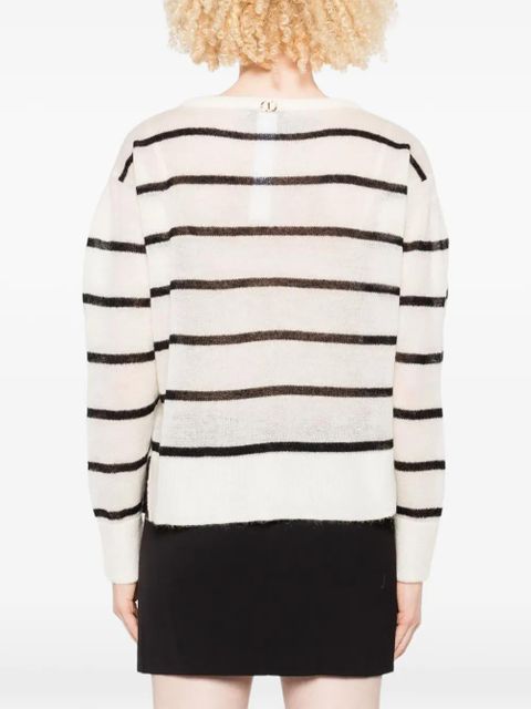 TWINSET lace-embellished striped sweater - White