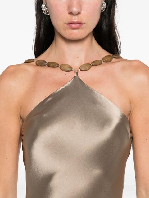 STAUD Cadence bead-embellished slip maxi dress - Neutrals