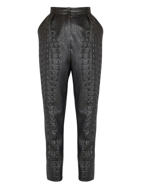 Balmain crocodile-effect embossed high-waisted trousers - Black - zdjęcie produktu nr 1