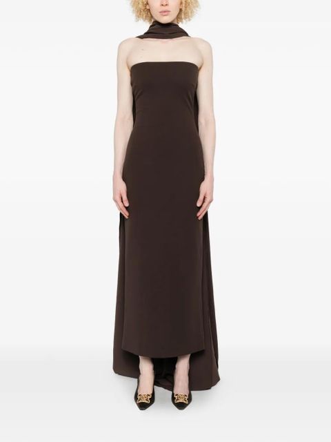 Solace London Martine strapless midi dress - Brown