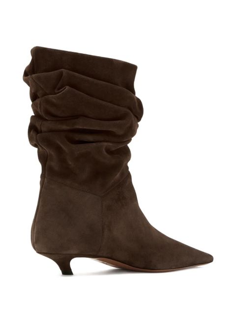 Amina Muaddi Jamie 25 gathered pointed boots - Brown