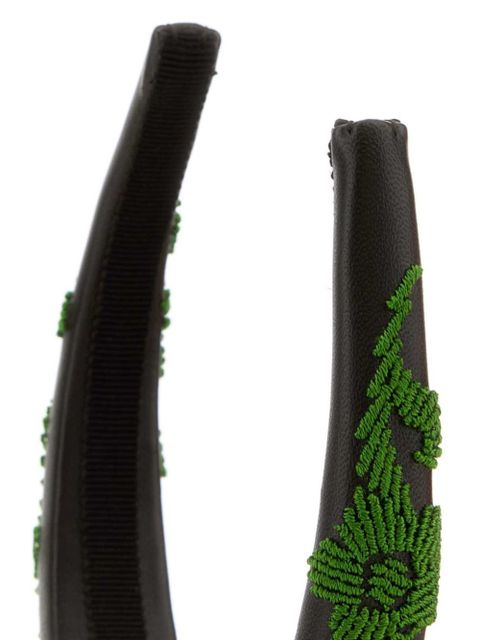 Prada floral-embroidered hair band - Black