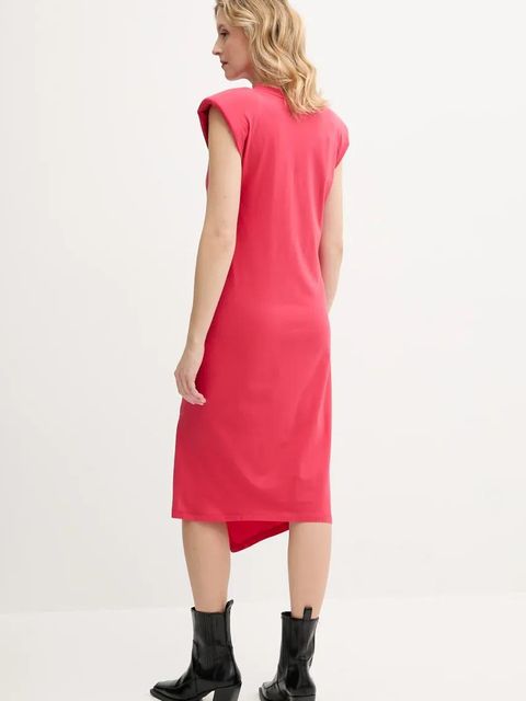 Pinko sukienka bawełniana kolor czerwony midi dopasowana 104614 A2HE