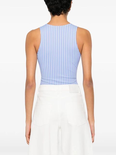 Maje striped-pattern logo-embroidered bodysuit - Blue