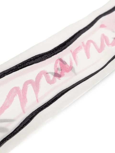 Marni floral-print striped-trim silk scarf - White - zdjęcie produktu nr 2