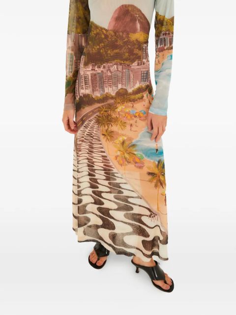 FARM Rio long-sleeve printed maxi dress - Neutrals - zdjęcie produktu nr 1