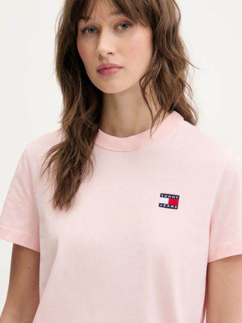 Tommy Jeans t-shirt bawełniany damski kolor różowy DW0DW20153