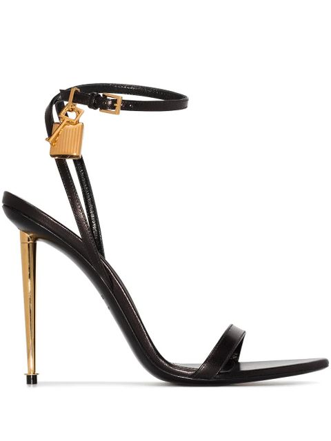 TOM FORD Padlock 105mm metallic heel sandals - Black - zdjęcie produktu nr 1