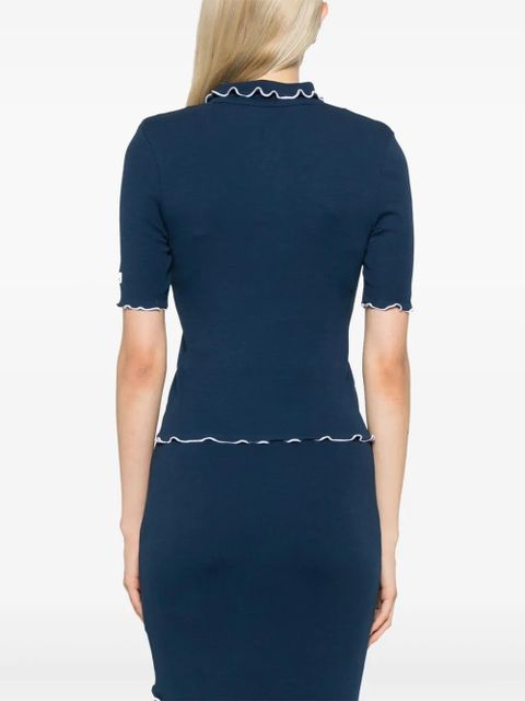 ROTATE BIRGER CHRISTENSEN ribbed polo top - Blue