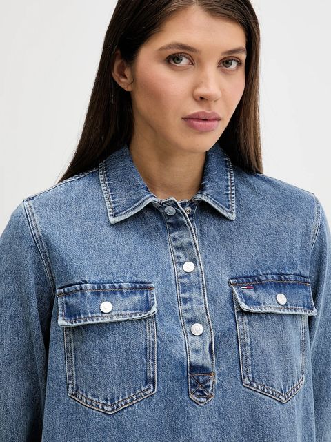 Tommy Jeans sukienka jeansowa kolor granatowy mini prosta DW0DW22077