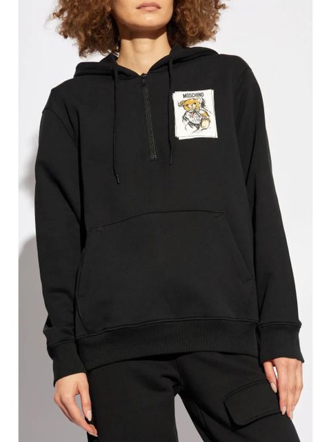 Moschino logo-patch hoodie - Black