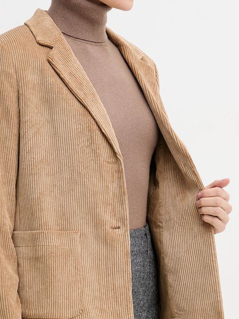 United Colors of Benetton marynarka sztruksowa kolor brązowy jednorzędowa gładka 2Q5GDW03I