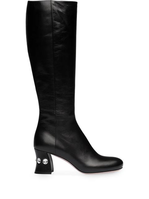 Miu Miu crystal embellished heel boots - Black - zdjęcie produktu nr 1