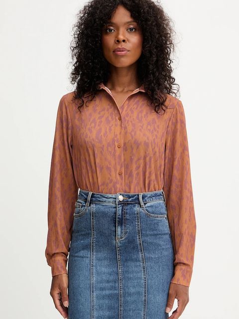 Silvian Heach koszula RAPANE damska kolor brązowy regular z kołnierzykiem klasycznym GPA25413CA - zdjęcie produktu nr 1