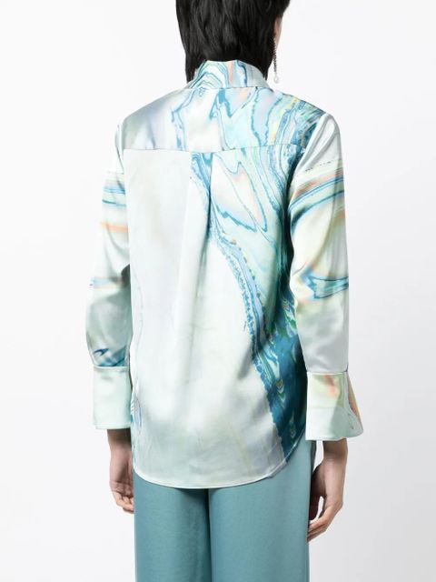 Simkhai Elika marble-print shirt - Green