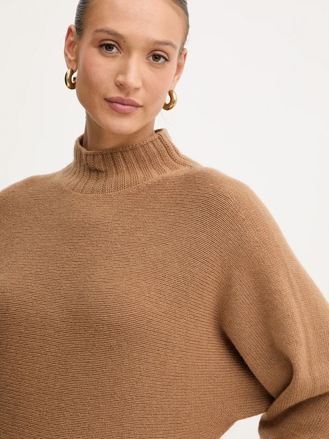 Twinset sweter z dodatkiem wełny damski kolor brązowy lekki 252TT3353