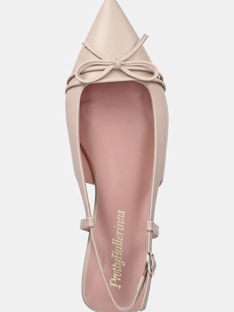 Pretty Ballerinas baleriny skórzane Yvette kolor beżowy z odkrytą piętą 52144_B