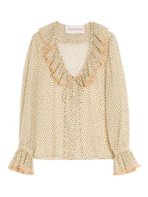 Valentino Garavani Plusdepois-print georgette shirt - Neutrals