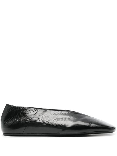 Jil Sander square-toe leather ballerina shoes - Black - zdjęcie produktu nr 1