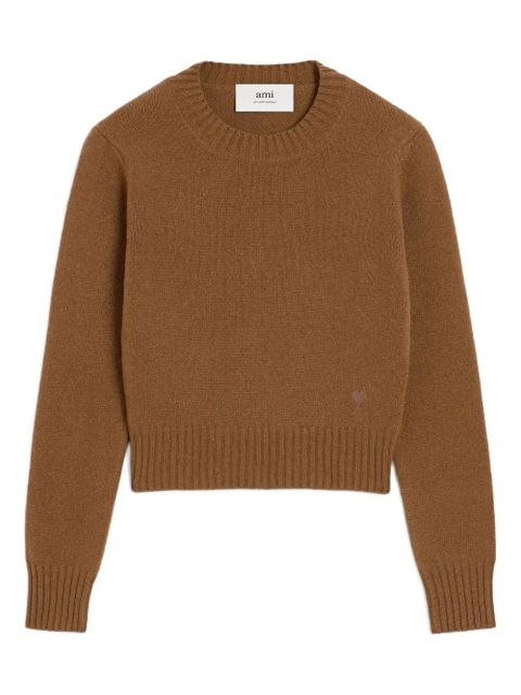 AMI Paris Ami De Coeur crew-neck cashmere sweater - Brown - zdjęcie produktu nr 1