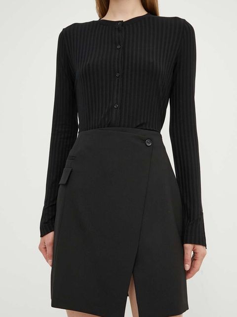 BOSS spódnica wełniana kolor czarny mini prosta 50521341