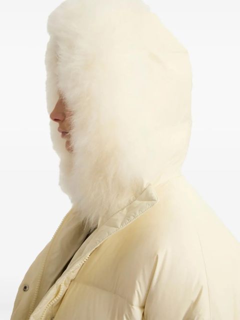 Yves Salomon lambswool-trimmed hooded jacket - Neutrals